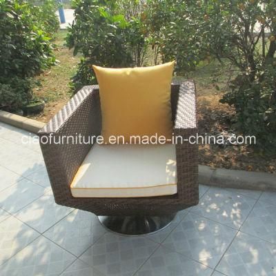 Outdoor Rattan Dining Chair with Stainless Base