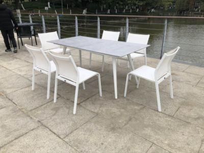 OEM Hotel Table and Bench Seats White Outdoor Dining Set