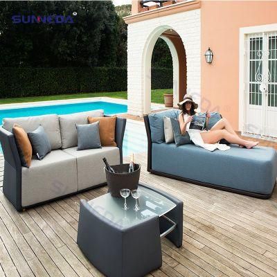 Garden Outdoor Garden Movable Seats and Glass Top Coffee Table