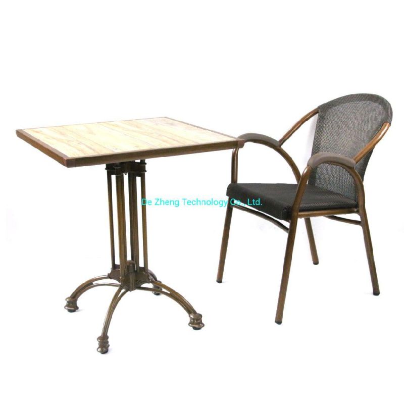 Garden Outdoor Furniture Luxury Ceramic Cast Aluminum Roman Base Restaurant Bistro Table Furniture