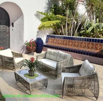 Outdoor Sofa Rattan-Like Rattan Combination Creative Sun Room Sofa Round Rattan Rattan Three-Person