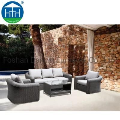 Big Armrest Loading Capacity Fine PE Rattan Wicker Patio Outdoor Furniture Sofa Set