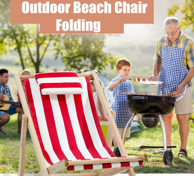 2021 New Easy Caring Outdoor Hiking Folding Chair Classic Beach Chair Wood Oxford Fabric Camping Chair