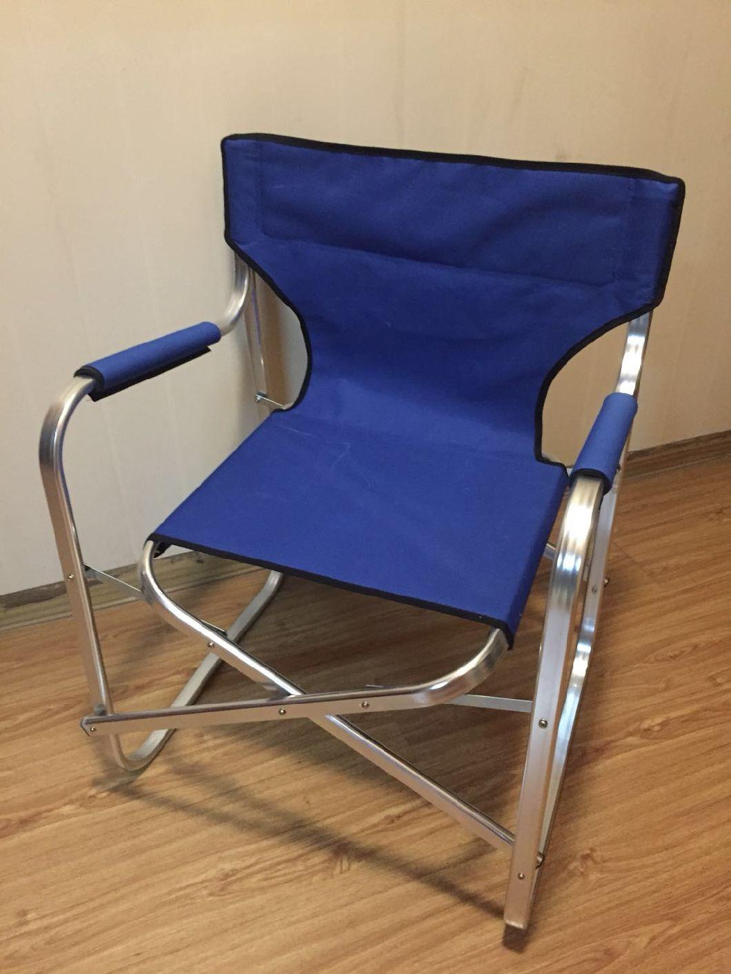 Seating Fabric Changeable Director Chair, Aluminum Frame Folding Chair for Indoor or Outdoor Beach, Camping, Royal Blue