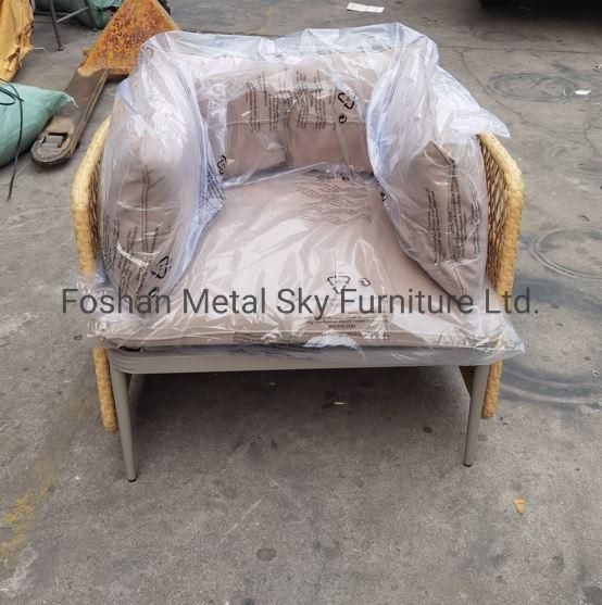 Outdoor Hotel Restaurant Patio Garden Rope Rattan Aluminum Wicker Sofa