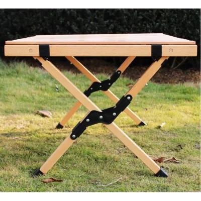 Outdoor Portable Foldable Korea BBQ Wooden Egg Roll Table Camping Table Wood Egg Roll Table