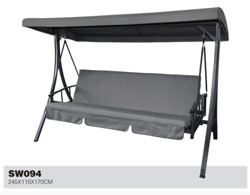 Outdoor Leisure Three-Person Swing Chair with Curved Canopy