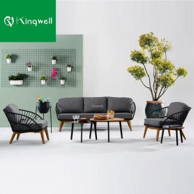 Hot Sell Large Garden Furniture Outdoor Patio Teak Wood Sofa Set with Coffee Table Used on Living Room