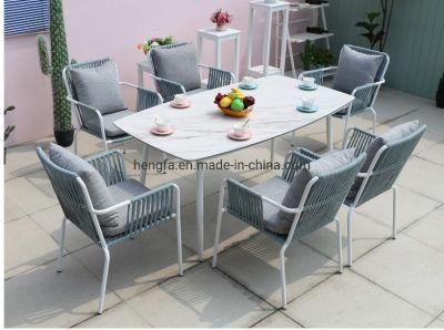 Customized Factory Outdoor Furniture Sets Marble Iron Base Dining Table