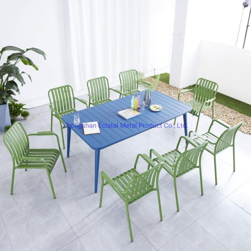 Large Seater Dining Table Aluminum Coffee Table Outdoor Table and Chairs Set Bar Furniture Used in Cafe Shop