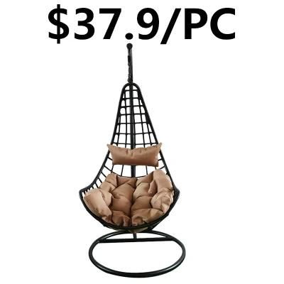 Hotel Party Outdoor Garden Rattan Wicker Hanging Metal Swing Chair