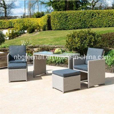 Five-Piece 2 Seat Cube Set Outdoor Furniture Steel Frame Dining Set Coffee Set Furniture