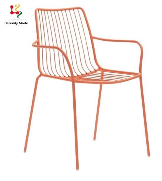 Modern Outdoor Colorful Garden Metal Dining Chair Wire Metal Frame Dining Restaurant Cafe Hotel Chair