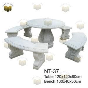 Stone Material Traditional Method Carved Garden Bench and Table in Classical Shape for Garden Decorate