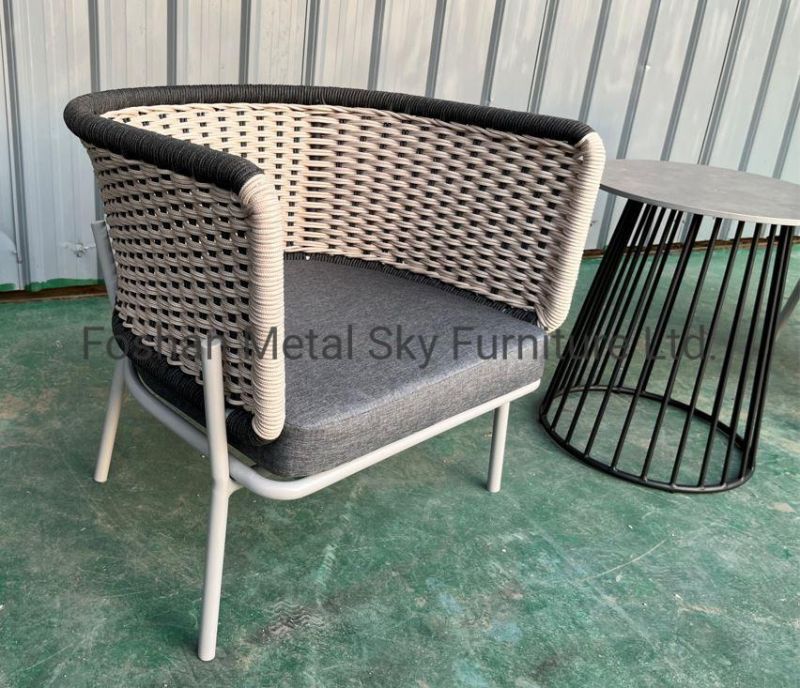 Outdoor Rattan Furniture Restaurant Patio Garden Aluminum Wicker Rope Sofa