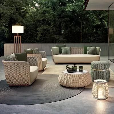 Nordic Outdoor Rattan Sofa Hotel Courtyard Villa Balcony Rope Chair Combination Furniture