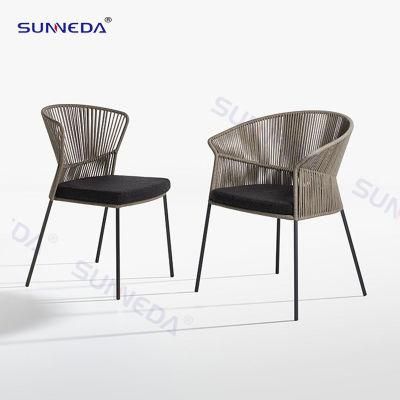 Courtyard Powder Coating Presentable Aluminum Furniture Woven Belt Outdoor Garden Chair