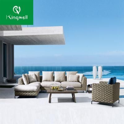 Luxury Outdoor Patio Furniture European Design Rope Sofa Set with Aluminum Feet Used on Garden