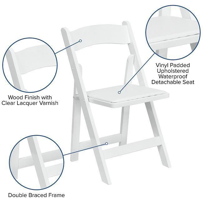 Party 1000lb Weight Capacity Wimbledon Portable White Resin Folding Chairs