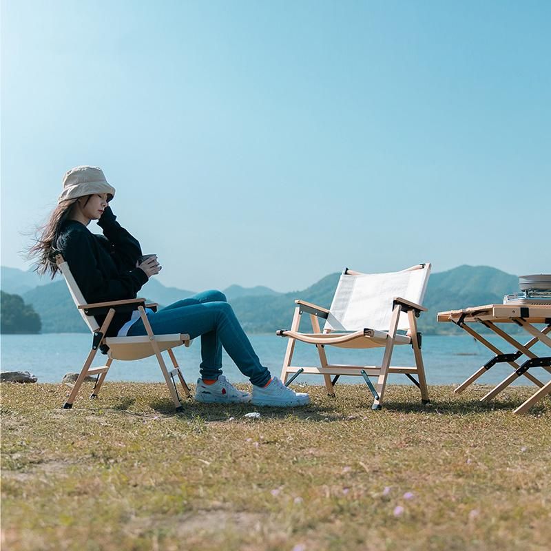 Portable Kermit Canvas Seat Leisure Solid Wood Picnic Camping Chair