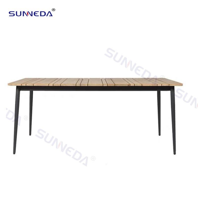 Factory Custom Aluminum Frame with Teak Wood Outdoor Table