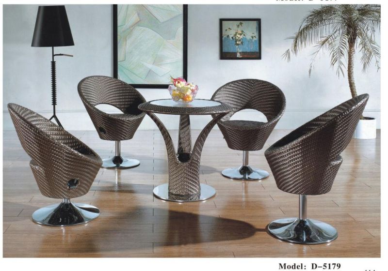 Homedecor 3 Pieces Patio Outdoor Furniture Set Poly Rattan Wicker, 2 Chairs and 1 Table, Brown