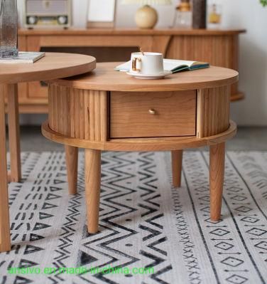 Nordic Creativity New Design Wooden Coffee Table with Wooden Frame Living Room Furniture 2 Tier