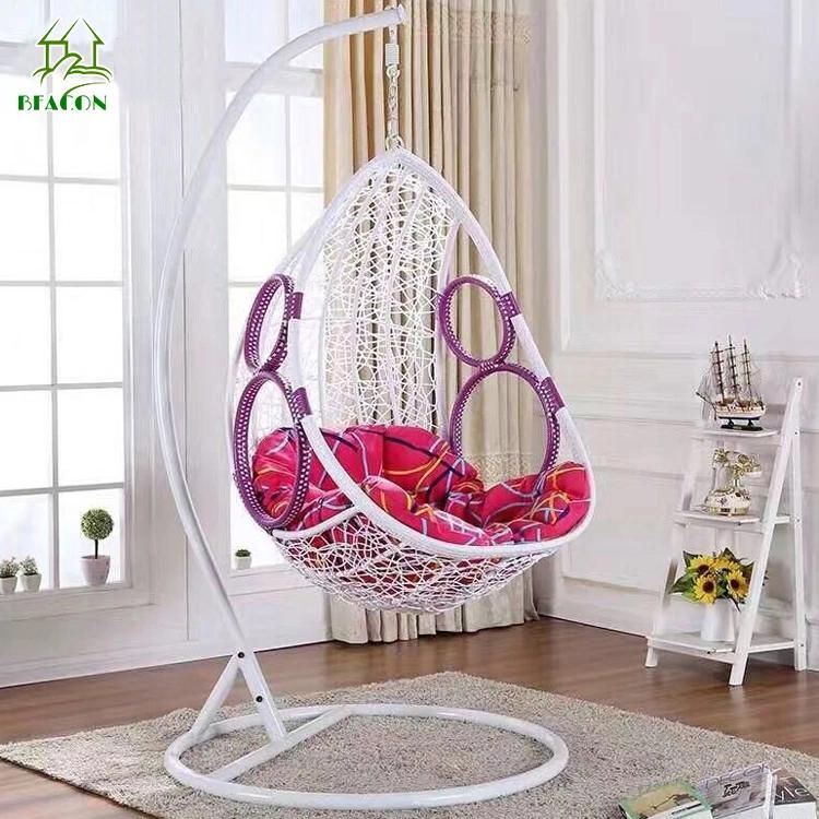 Apartment Leisure Popular Rattan Weaving Hanging Swing Chair with Cushion