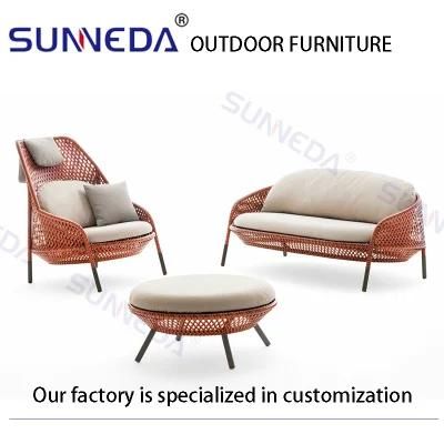 Sunneda High Quality Powder Coating Weaving Aluminium Alloy Metal Outdoor Sofa