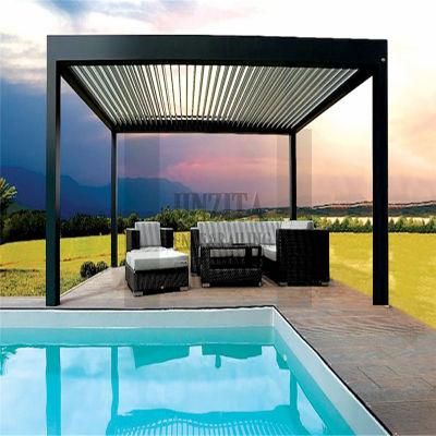 Wall Mounted Outdoor Gazebo Aluminum Canopy Profiles Powder Coated Motorized Flex Louver Pergola