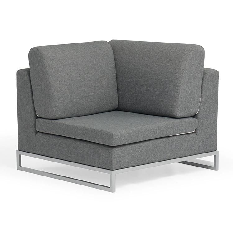 Upscale Modern Patio Sofa Set Outdoor Furniture Grey Fabric with Sliver Color Aluminum Frame