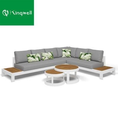 Factory Custom Fashion Design Patio Garden Furniture Outdoor Aluminum Frame Sofa with Coffee Table