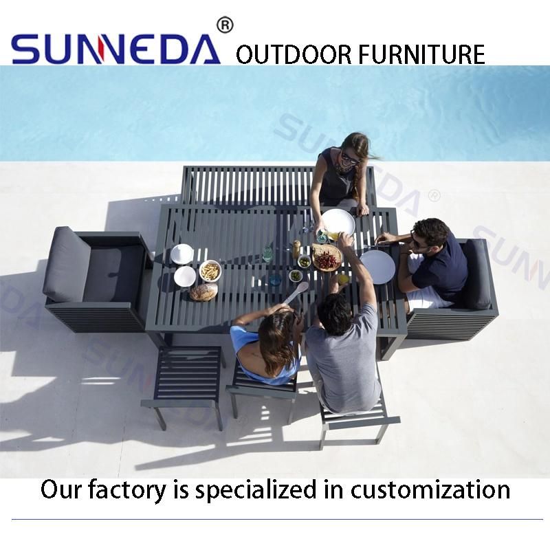 UV Outdoor Aluminum Square Tube Frame Chair Set Presentable Furniture