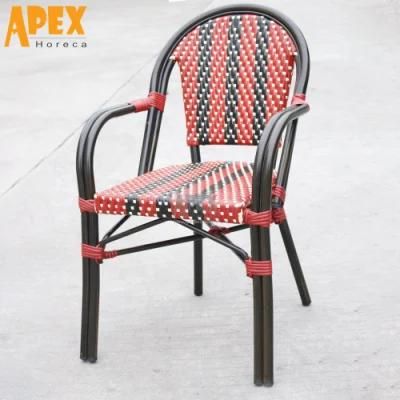 China Factory Wholesale Outdoor Restaurant Aluminum Tube Rattan Woven Chair
