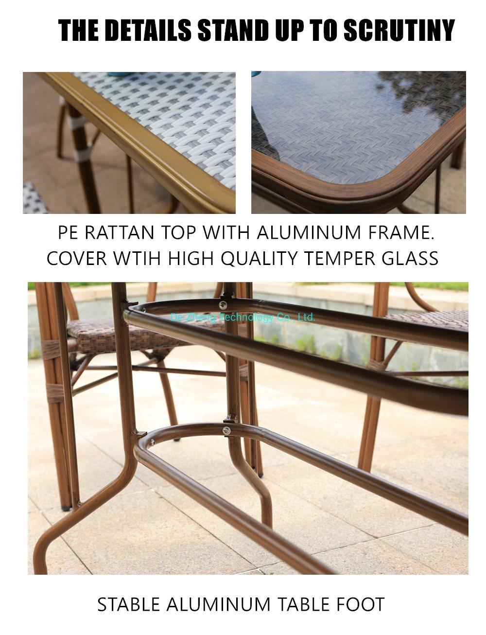 Manufacturer Wholesale Garden Outdoor Table Set Tempered Glass Leisure Table Supplier Wicker Aluminum Rattan Table
