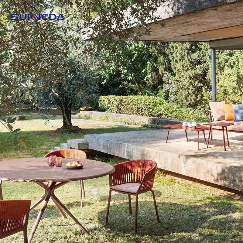 Outdoor Hotel Garden Patio Aluminium Rattan Dining Table 4 Chairs and Table Set Wicker Furniture