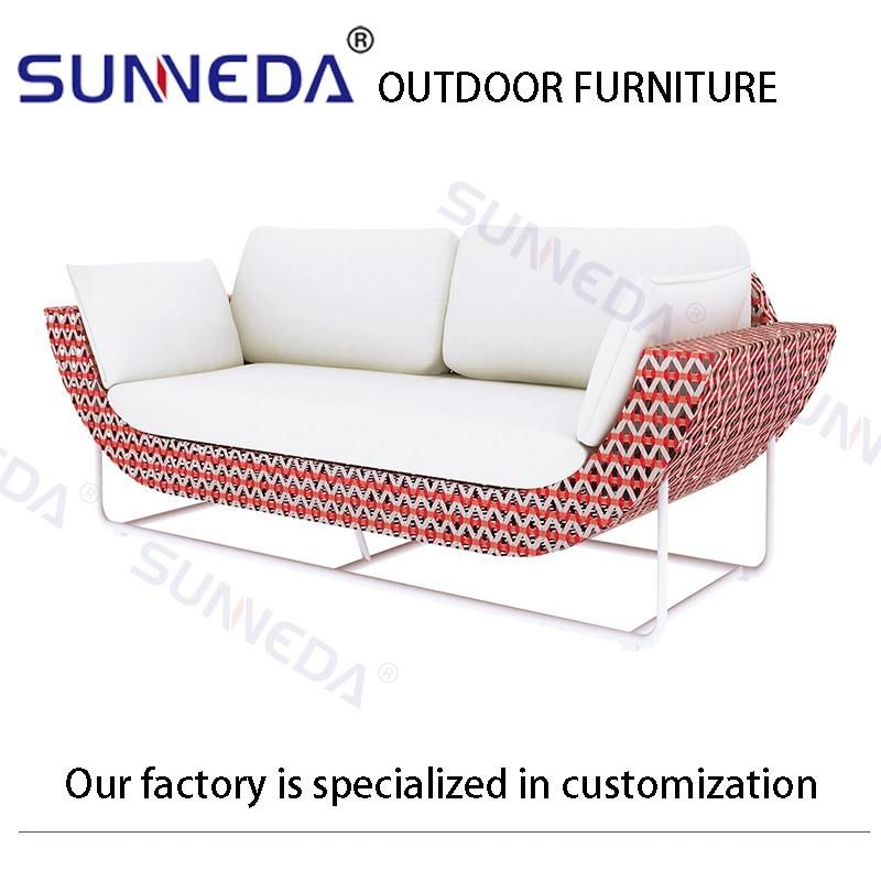 Outdoor Wicker Rattan Chair Mixed Color Sofa Garden Set Aluminum