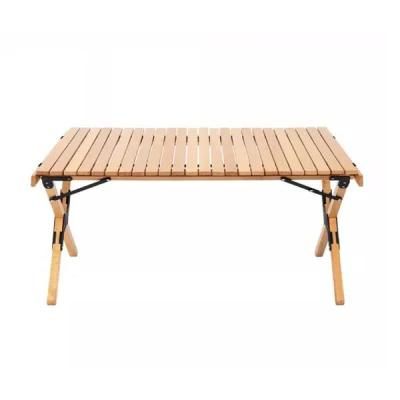 Outdoor Portable Foldable BBQ Wooden Egg Roll Table Camping Table