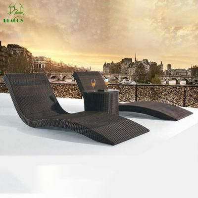 Beach Garden Outdoor Furniture Woven Rattan Liftable Outdoor Sun Lounger