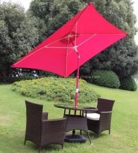Small Size Square Hand Push up Outdoor Patio Parasol with Fiberglass