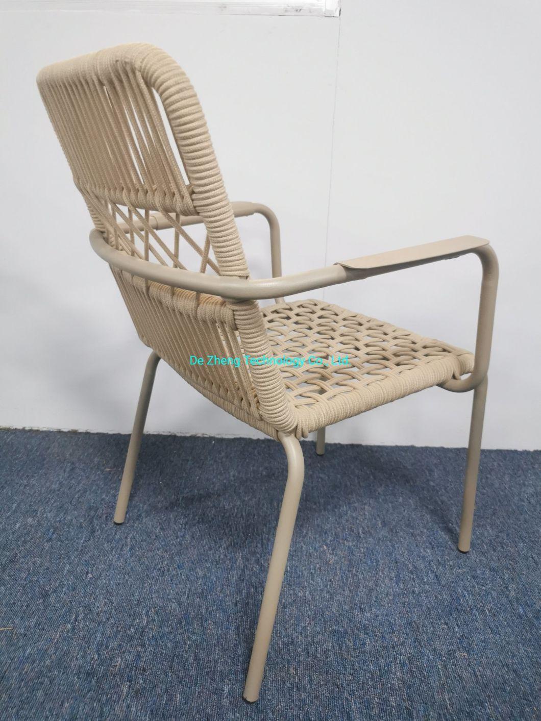 China Wholesale Aluminum French Rope Dining Chair Garden Rope Chair Antique Coffee Restaurant Chair Outdoor Dining Chair