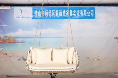 De Design Hanging Sunbed Rattan and Rope Weaving Material Double Seater Sunbed