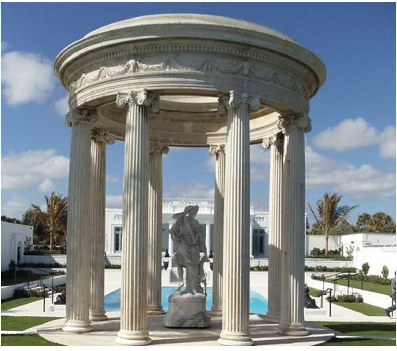 Marble Stone Gazebo with Roman Columns for Outdoor Yard Decor