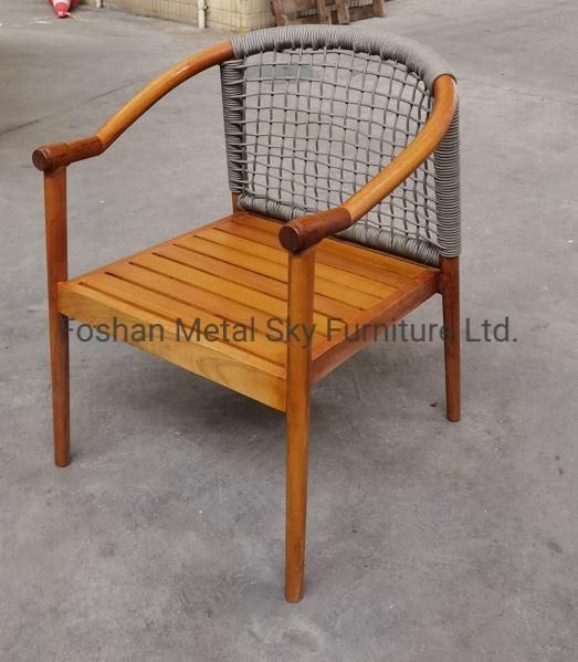 Outdoor Teak Wooden Garden Hotel Villa Patio Rope Rattan Chair