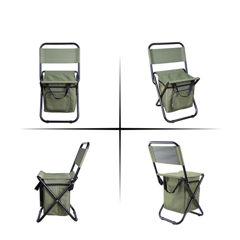 Double Oxford Cloth Cooler Bag Portable Folding Camping Stool Backpack Chair Outdoor Folding Chair Wyz19475