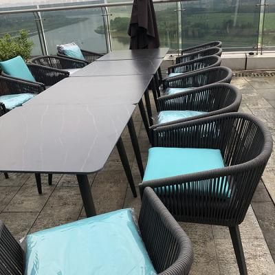 Modern Coffee Shop Braided Rope Dining Patio Furniture Outdoor Garden Chairs for Coffee Shop