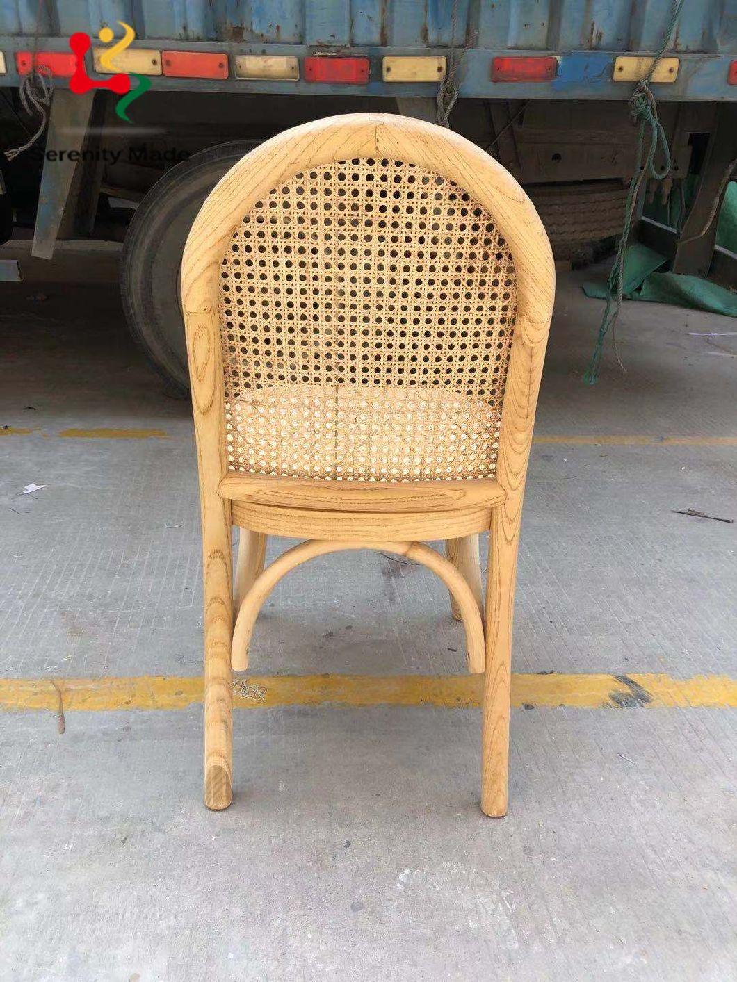 Natural Rattan Furniture Hotel Resort Wood Frame Cane Couch with Upholstery Garden Outdoor Dinging Chair