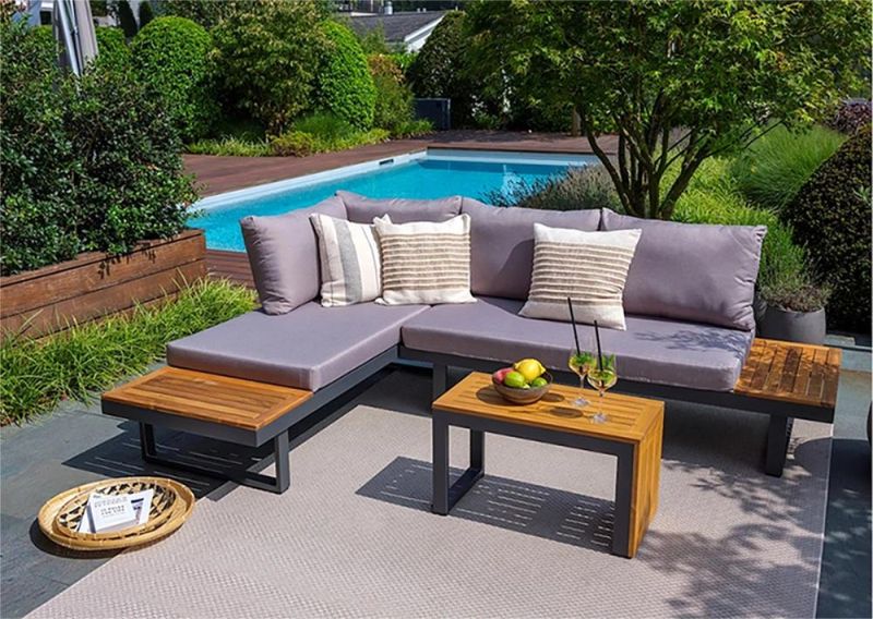 China Wholesale Modern Fashion Design Outdoor Garden Patio Furniture Aluminum Frame Sofa