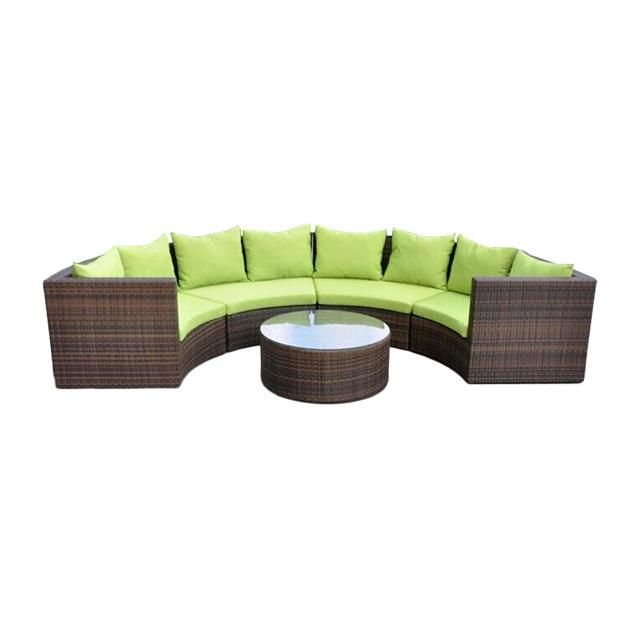 C-Outdoor White PE Rattan Furniture Half Round Sofa with Cushion