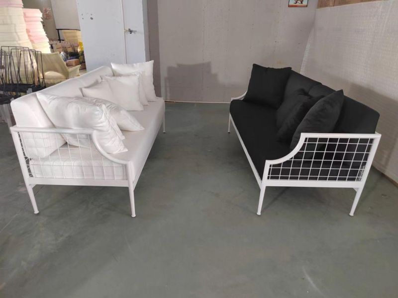 New Event Furniture Aluminum Frame Leisure Outdoor Sofa Set with Cushions Modern 3 Seats Couch